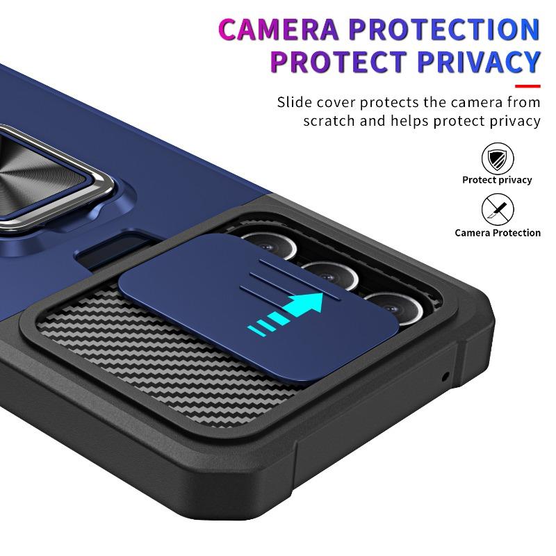 Armor Ring Bracket Card Bag Lens Push Window Protection Mobile Phone Case for Samsung A12 22 32 14 34 15 35 55 Military Quality