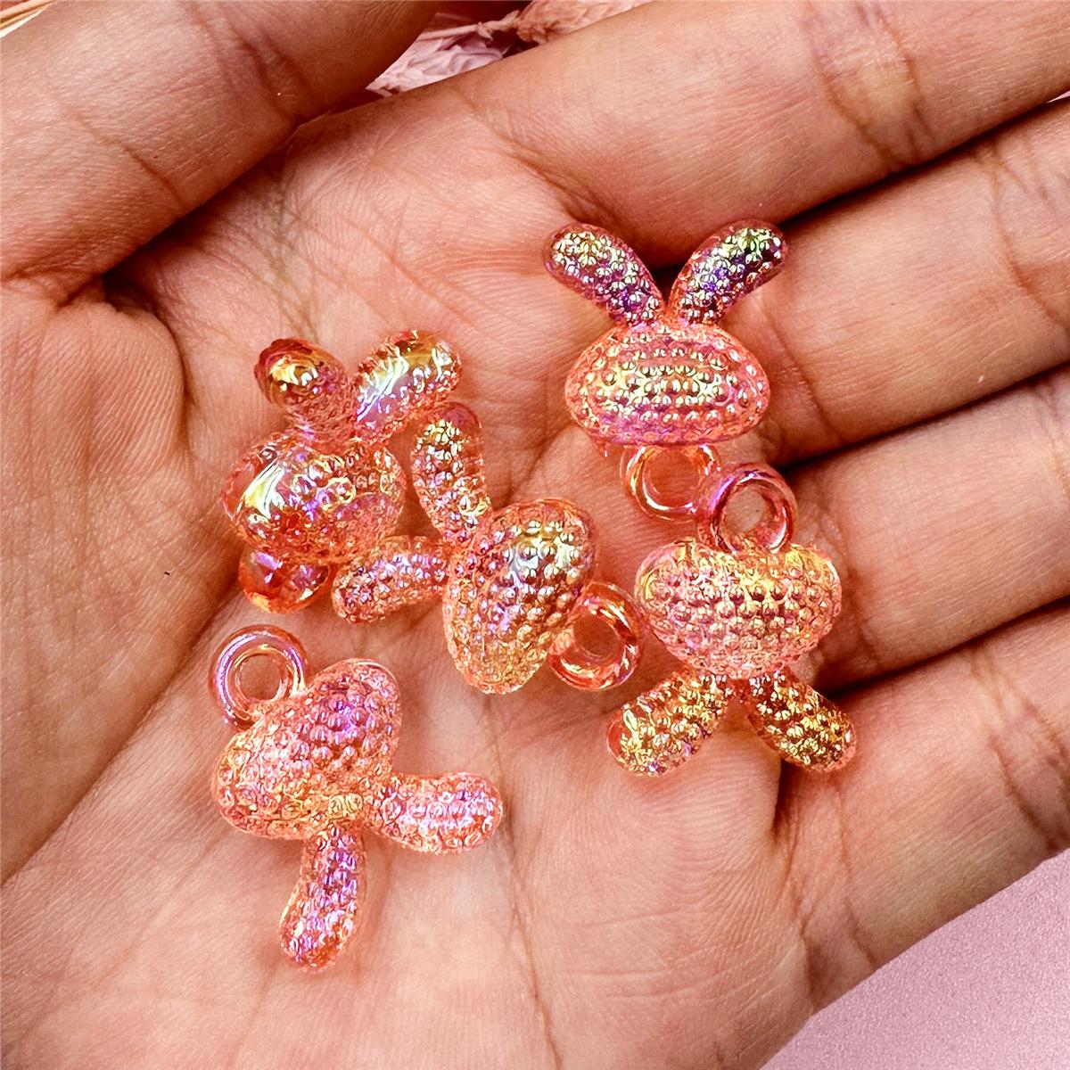 

Ювелирные аксессуары, подвесное отверстие, изысканный прозрачный браслет «сделай сам», подвеска-браслет, акрил 17,5*21 мм, красочные 5 шт., бусины в виде головы кролика с УФ-покрытием