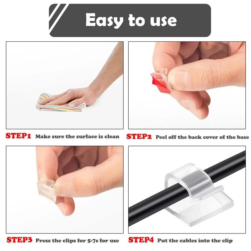 50Pcs Cable Clips Self Adhesive Cord Management Black Wire Holder Organizer Clamp Self-adhesive Car Wire Clip Accessories