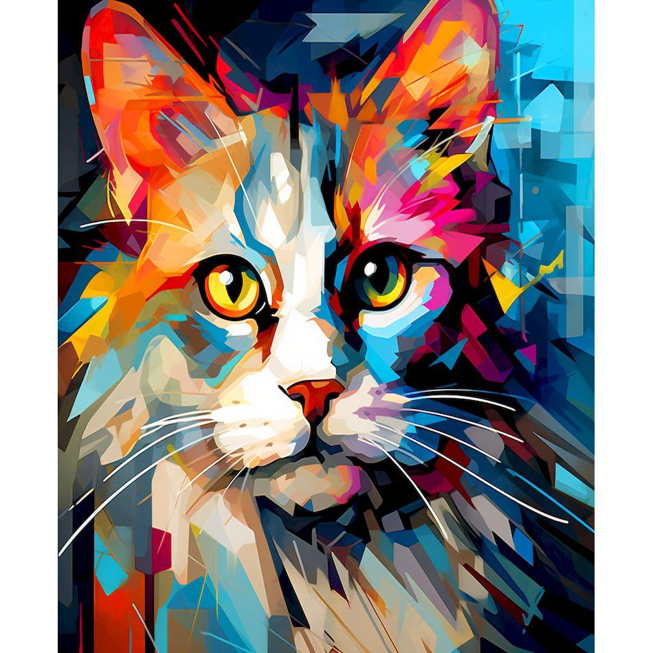 CHENISTORY Картина по номерам Цветная кошка Животное Акриловый рисунок Холст Настенное искусство Масляная живопись по номерам DIY Украшение дома 20x30cm no frame