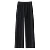 2024 New Beige Wool Blend Women's Wide-Leg Pants - Autumn/Winter Casual Straight-Leg Style