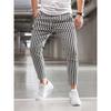 European And American Autumn And Winter Men's Printed Casual Fashion Striped Mid-waist Pencil Pants Slim Pants