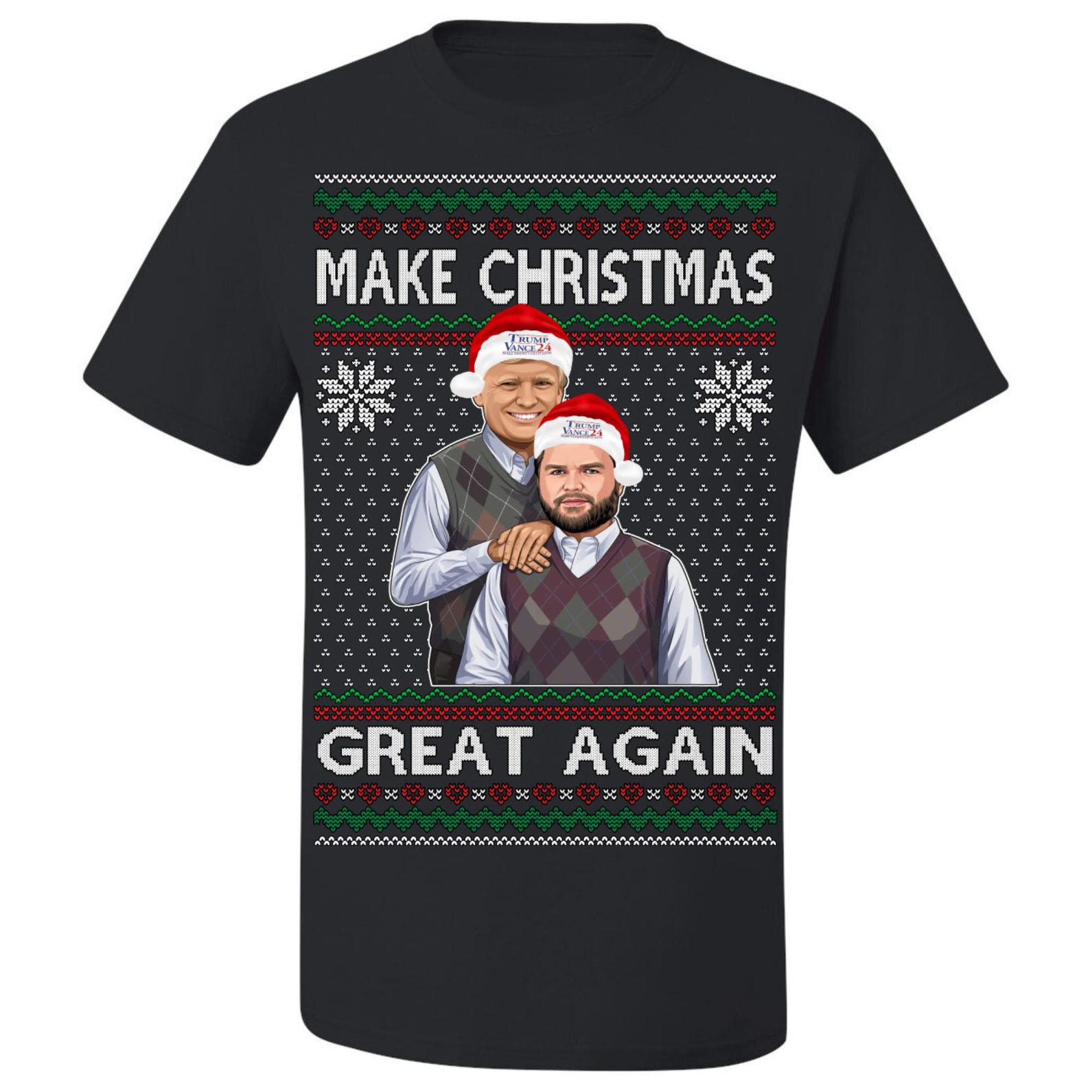 Ugly Christmas T-Shirt Step Brothers Trump Vance Make Christmas Great Again Tee Shirt M