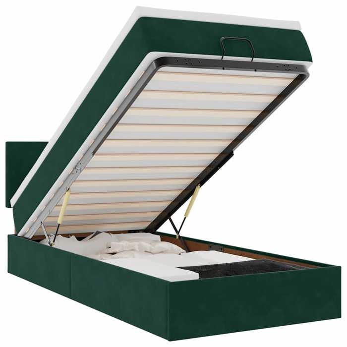 Maison Exclusive - Lit ottoman avec matelas et LED Vert foncé 80x200cm velours
