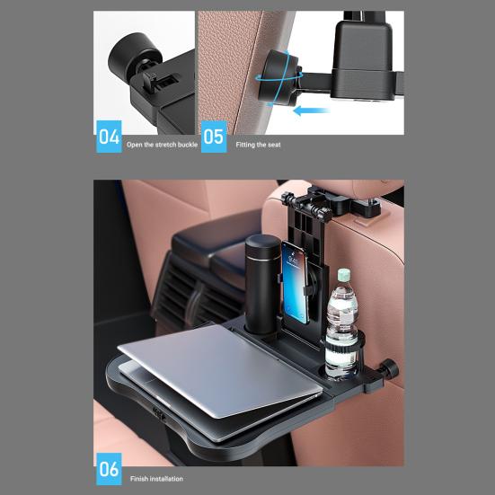 A08 Car Travel Table Board Multifunctional Height Adjustable Universal Headrest Mount Seat