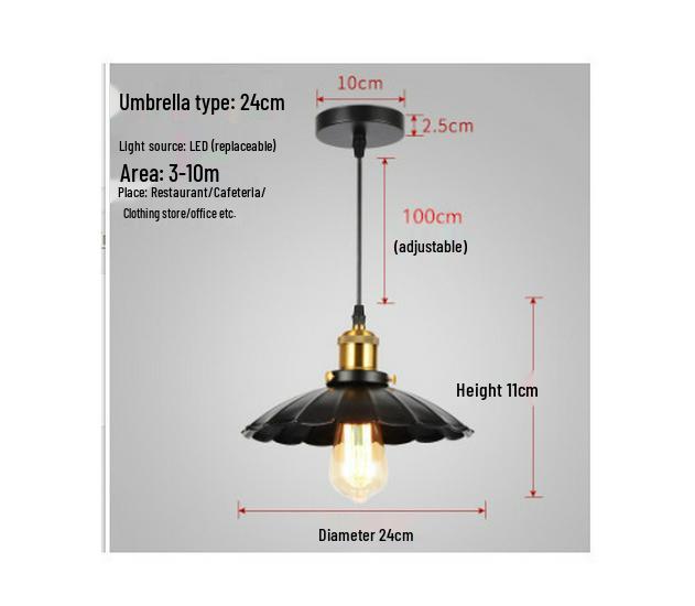 Moderner schwarzer Retro-Eisen-Loft-Kronleuchter - Industrielle Einzelkopf-Lampe für Restaurants, Bars und Hotels