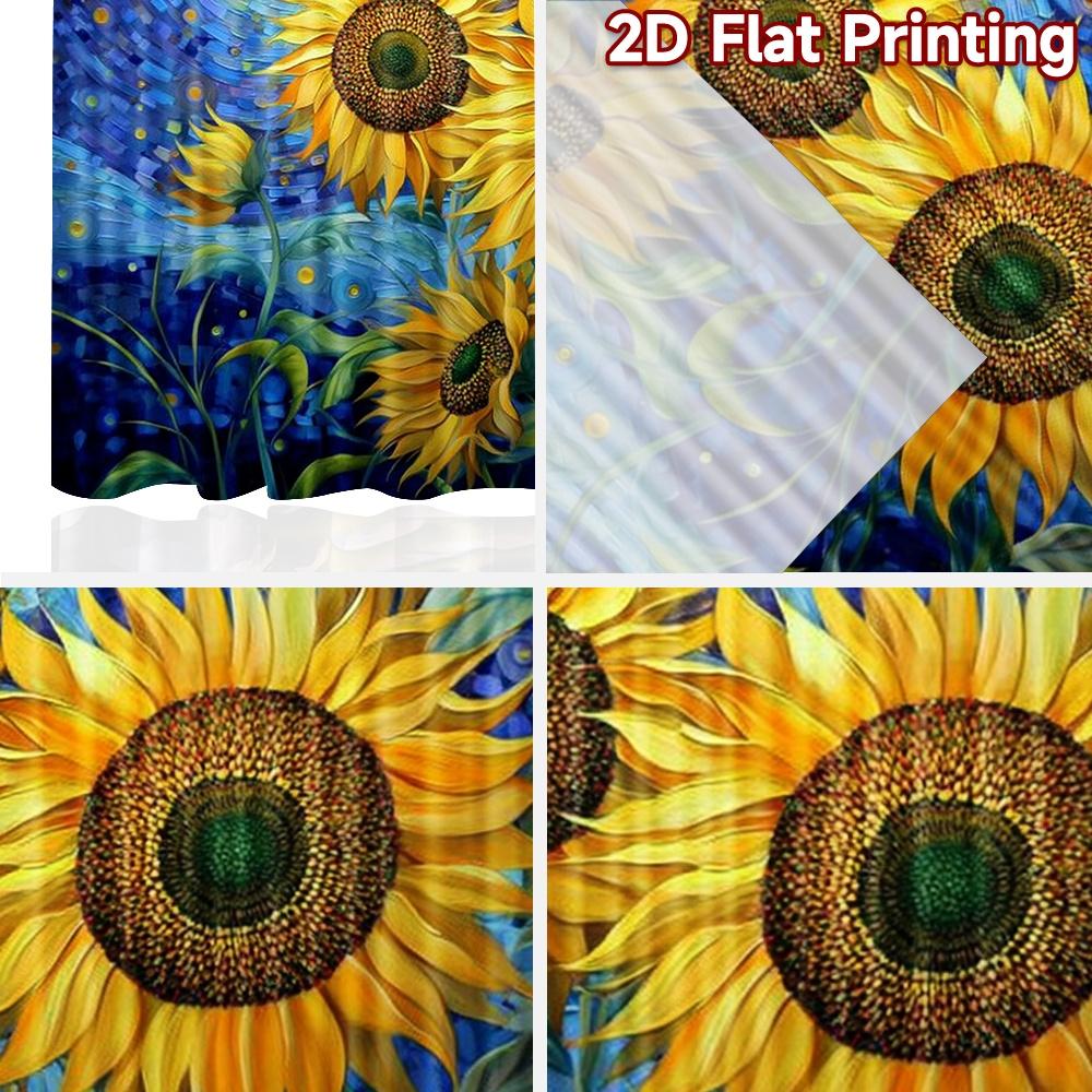 2D Flachdruck 2 Stück Vorhang Partyvorhang Sternennacht Sonnenblumen Digitalbedruckte Polyester Vorhänge Ganzjahres Party & Feiertag