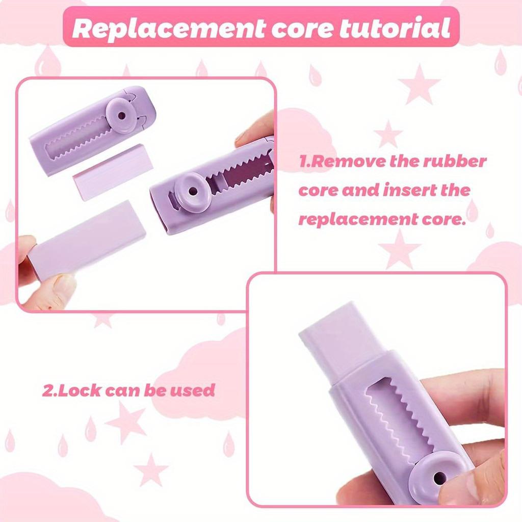 4-piece Retractable Pencil Eraser Set, Rectangular Design, Adjustable Length, Dual-use for Writing and Painting