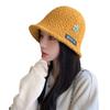 Korean New Autumn and Winter Hat for Women Metal Label Imitation Lamb Wool Fisherman Hat for Winter Warm Face-showing Small Basin Hat