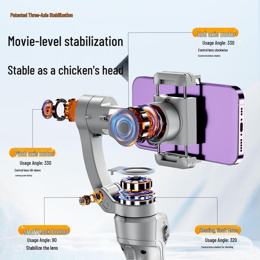 Three-Axis Smart Gimbal: Anti-Shake Stabilizer with Face Tracking for Mobile Live Streaming and Photography