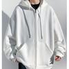 Solid-color Sweatshirt Jacket Men's Simple and Trendy Jacket Women's Spring and Autumn Hooded Jacket Loose and Casual Cardigan Top