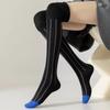 Neue Damenstrümpfe mit vertikalen Streifen JK Koreanischer Kontrastfarben Baumwolle Lockere Lange Socken Für Mädchen Harajuku Über Knie Socken Strumpf