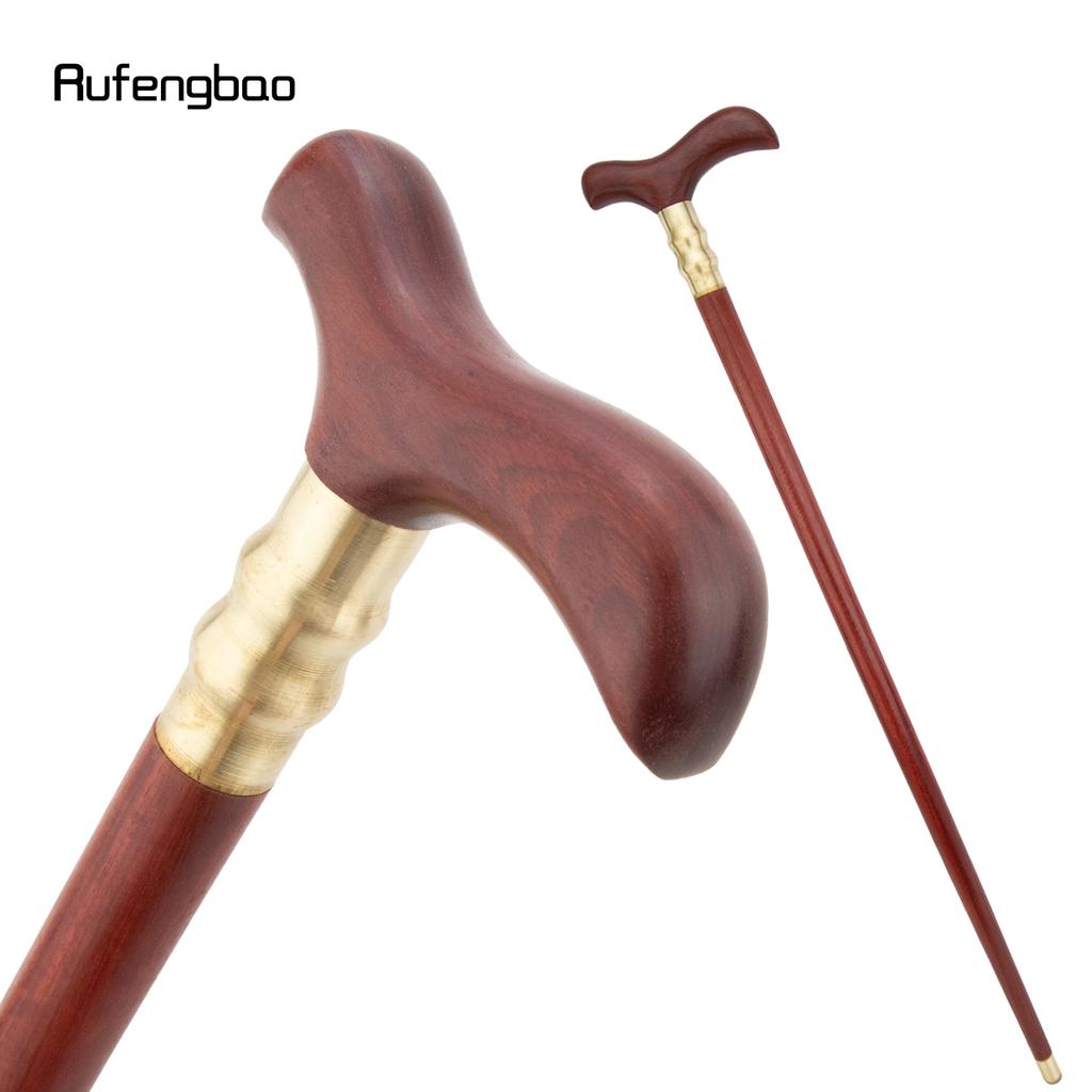 Red Wooden T Traditional Single Joint Walking Stick Decorative Cospaly Party Wood Walking Cane Halloween Mace Wand Crosier 90cm