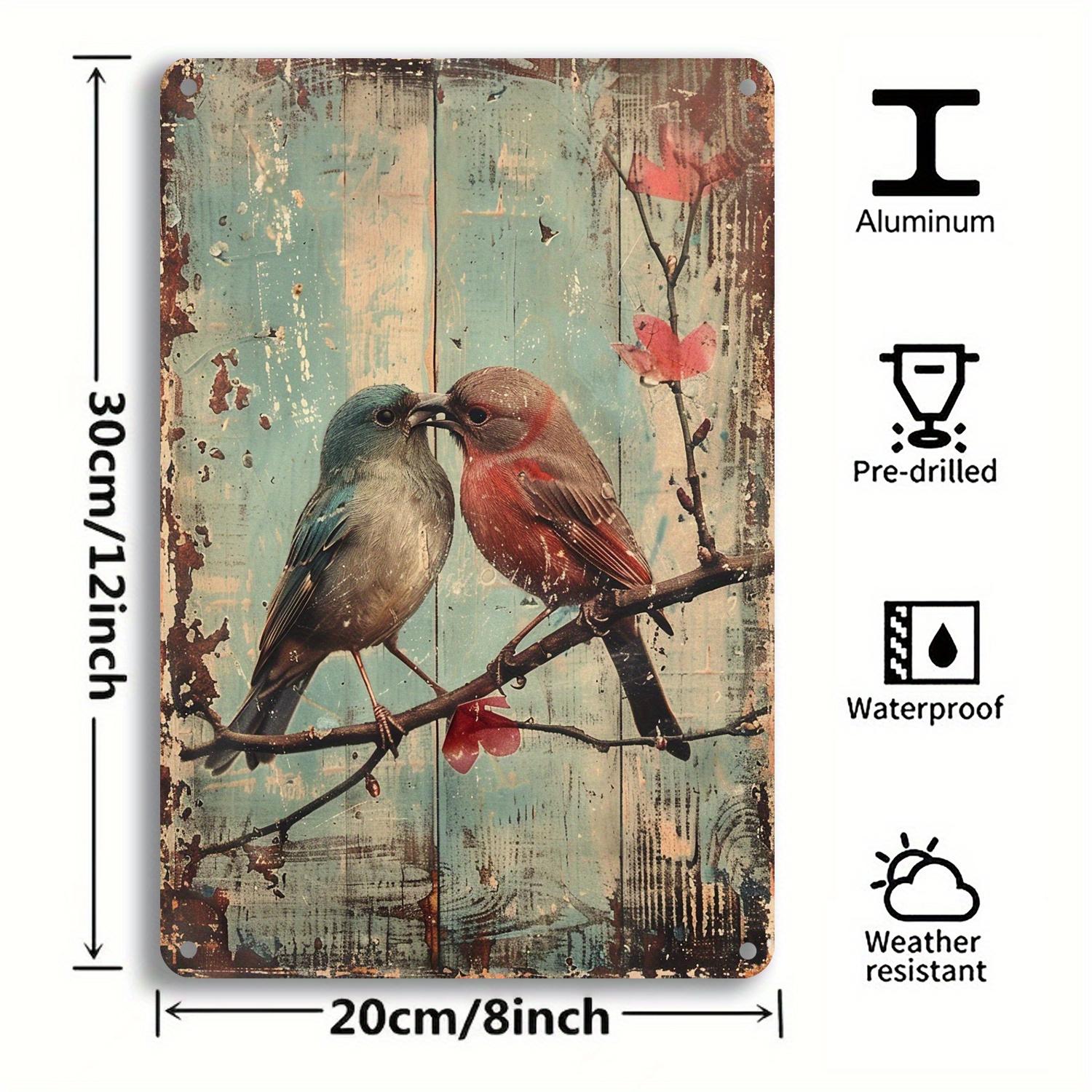 

Vintage Watercolor Bird Metal Sign Retro Iron Wall Art for Bar Music Club Man Cave 20x30cm（7.8x11.8inch）