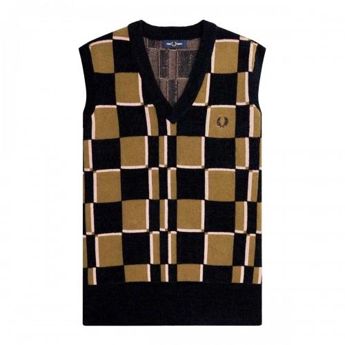 Fred Perry Mens Checkerboard Knitted Sweater Vest