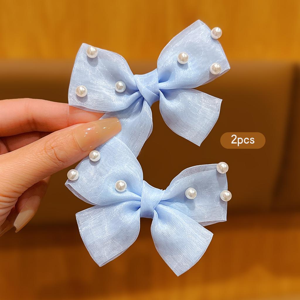 2 Blue Bow Hair Clips and Hair Accessories Suitable for Daily Use
