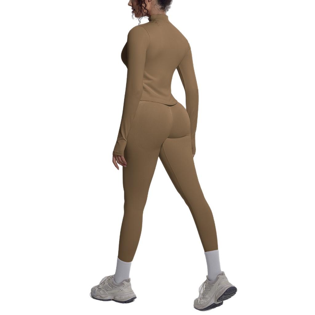 New seamless solid color breathable hip lift tight yoga suit set sports running fitness yoga suit set