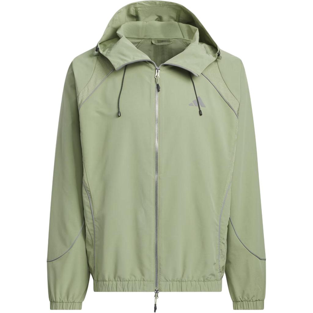 Adidas Fustl Woven Logo Print Striped Pattern Sports Casual Hooded Jacket Men Jacket Tent-Green JI8741