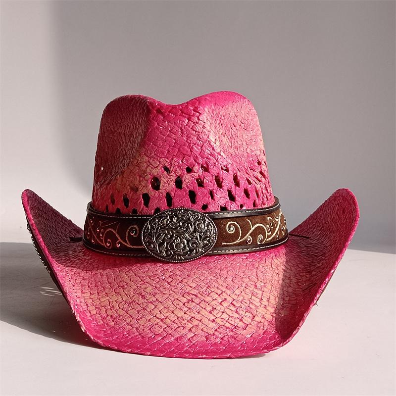 Westlicher Cowboy-Strohhut Bestickter Aufkleber 2026 Niedrigpreis-Ausverkauf Cowboyhut Sonnenhut Frühling/Sommer Breitkrempiger Hut Sombrero