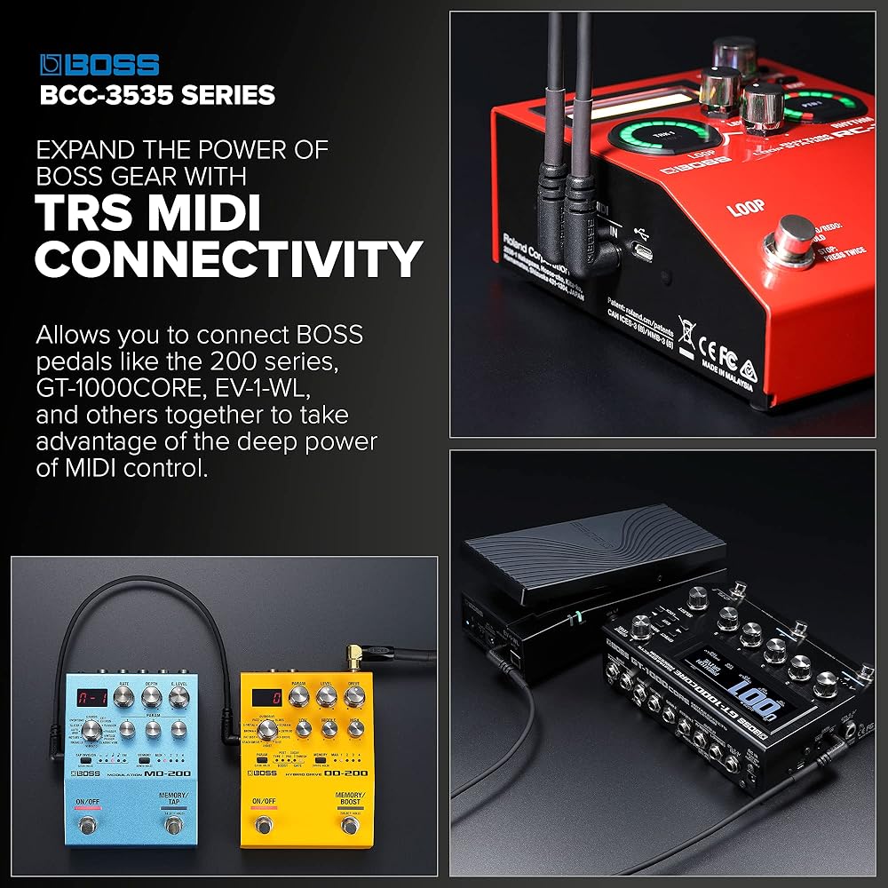 BOSS BOSS MIDI Cable BCC-1-3535 MIDI Cable 3.5mm TRS/TRS 30cm LL Pedal MIDI Control 200 Series GT...