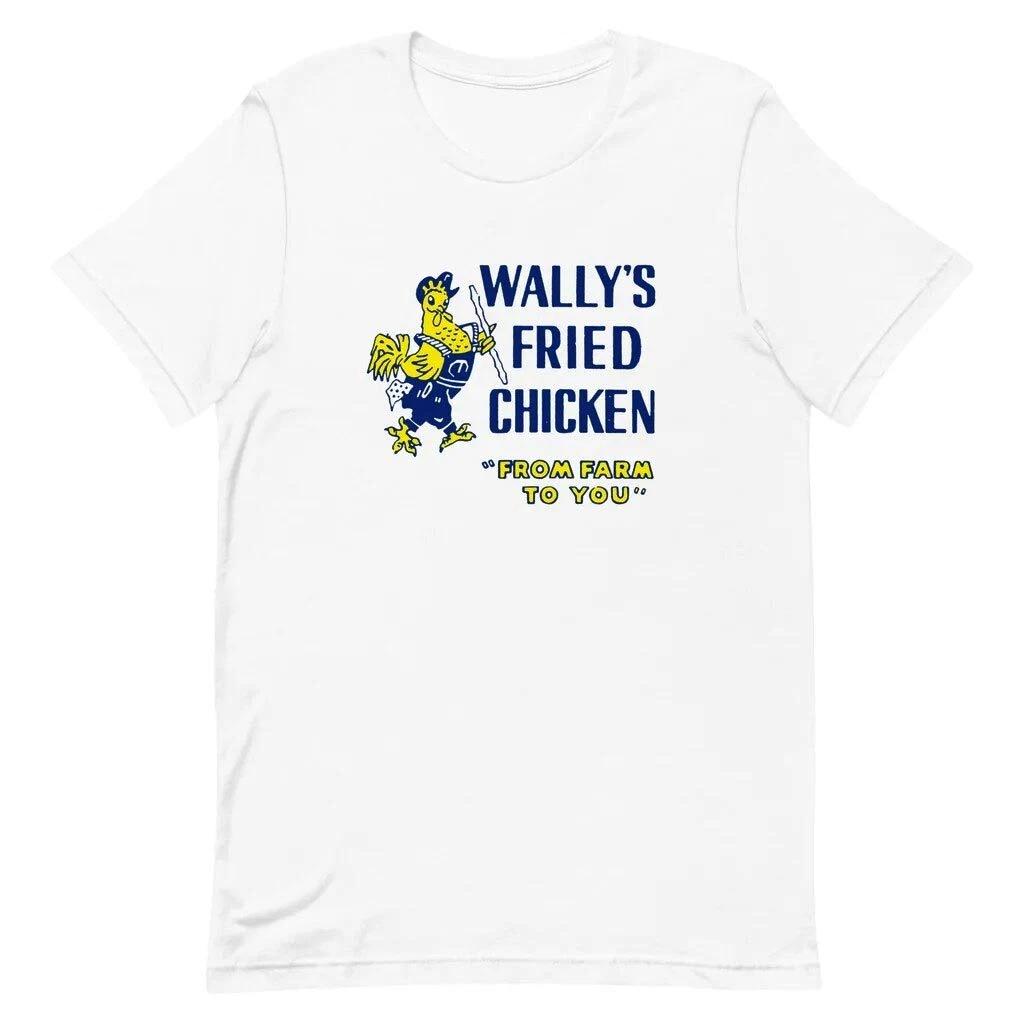 Wally s Fried Chicken T Shirt Vintage Retro Foodie Graphic Tee For Men Women 2XL