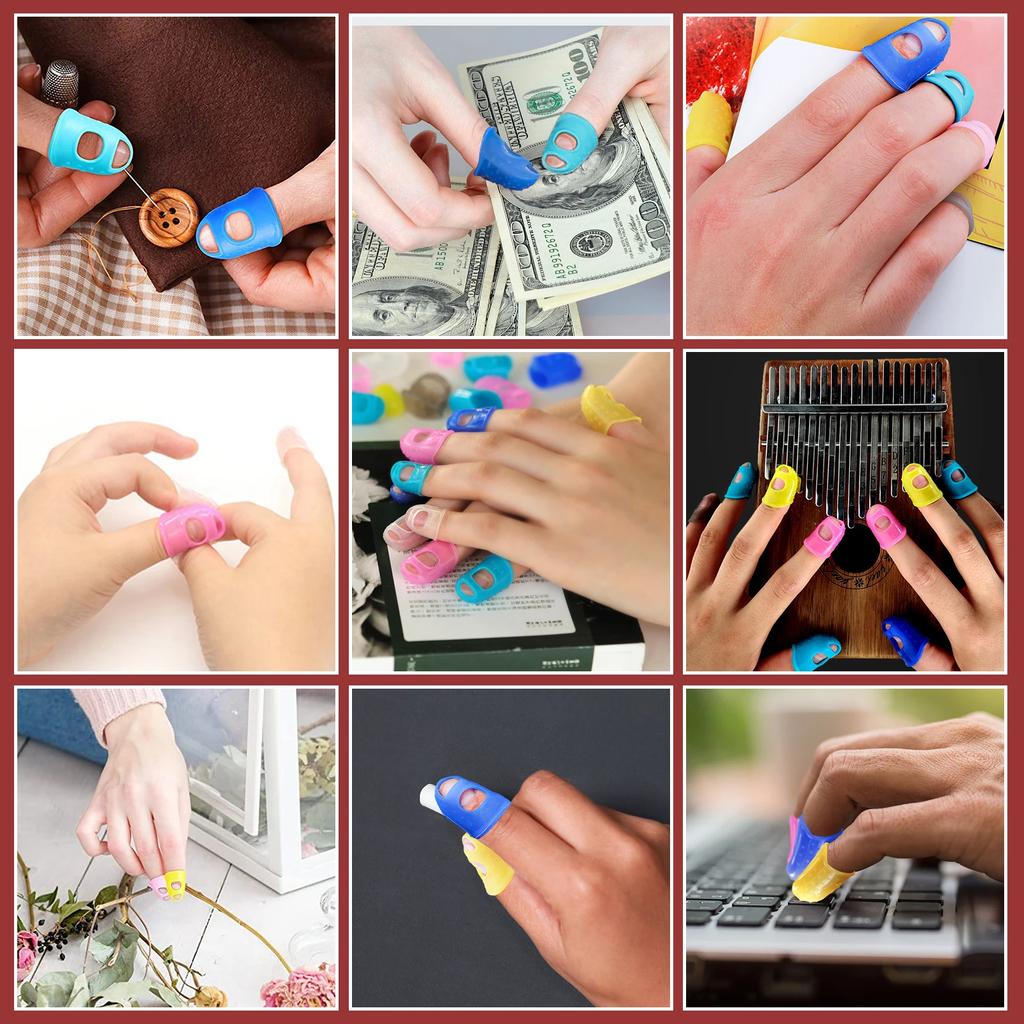 10PCS Colorful Silicone Guitar Fingertip Protection Nonslip Fingerstall for Beginner Playing Electric Guitar Bass Ukulele Kalimb