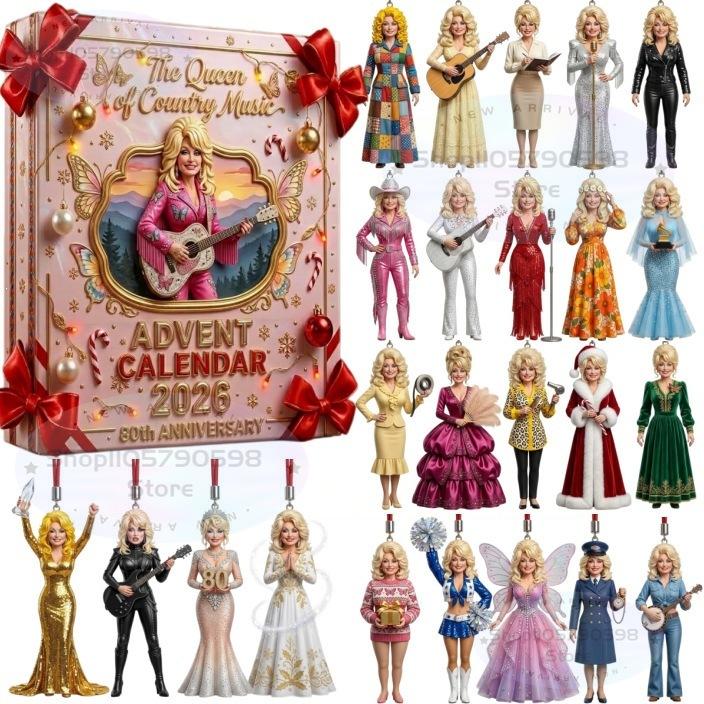 Dolly Advent Calendar 2026 Memorial 24 Days Christmas Countdown Calendar,Country Music Legend Dolly Memorial Advent Calendar