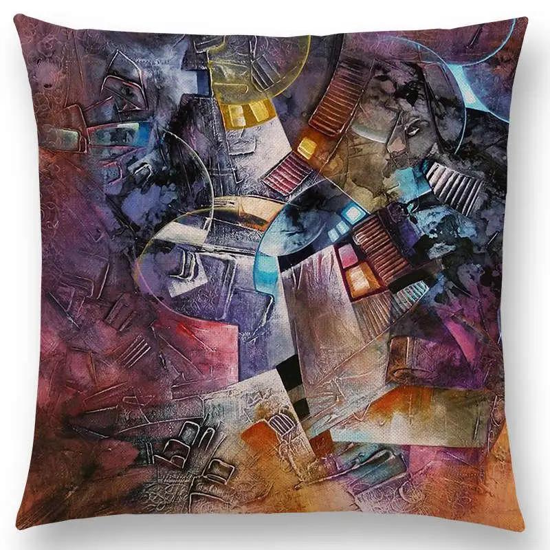 New Gorgeous Abstract Art Painting Mysterious Color Vortex Fantasy Geometry Retro Cushion Cover Car Sofa Throw Pillow Case