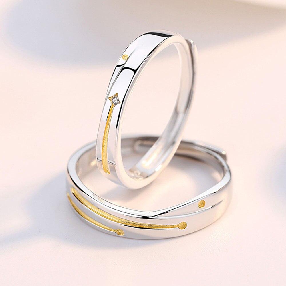 Couples Ring S925 Silver Opening A Pair Meteor Planetfall Rings For Lovers Fashion Diy Jewelry Anniversary Valentine Gift