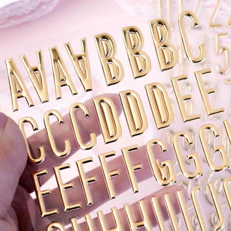 3D Metallic Color Letter Number Sticker PVC Letter Sticker Scrapbooking Sticker for Card Making Photo Album Wrapping