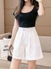 Women's Summer High Waist Pure Cotton Casual Shorts - Korean Style Plus Size, Loose Fit, Wide Leg Capri Pants