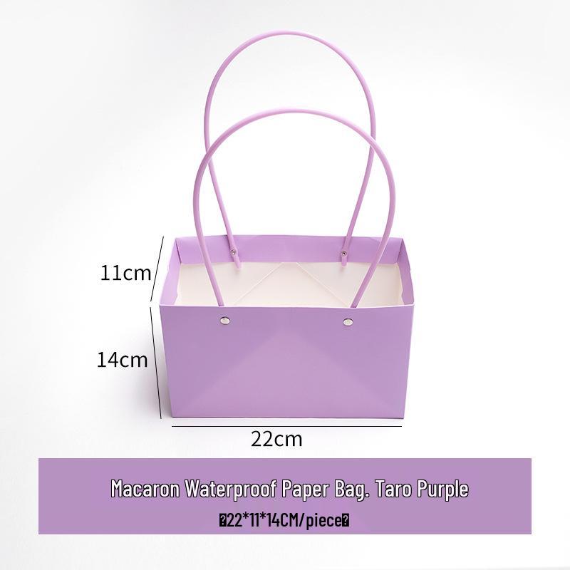 Macaron Flower Arrangement Tote - DIY Waterproof Paper Bag for Bouquets and Gift Packaging