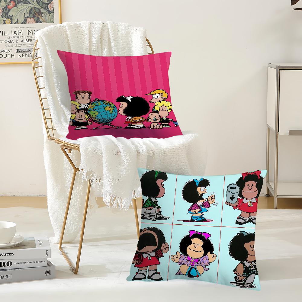 Cartoon M-Mafalda's World Pillow Case Office Cushions Suitable For Sofa Car Bedroom Decorative Cushion Cover
