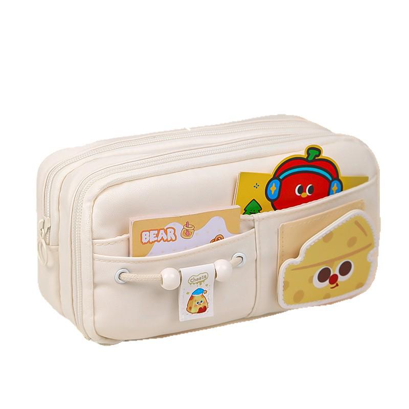 2025 Cute Velcro Cheese Pencil Case for Junior High and Elementary School Girls