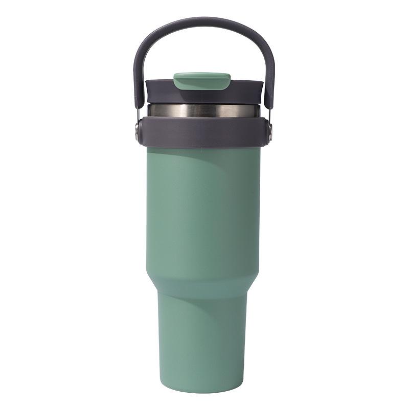 Kubek samochodowy Kubek termiczny Stal nierdzewna 304 Duża pojemność Domowy Uchwyt Słomka Podwójny napój Na zewnątrz