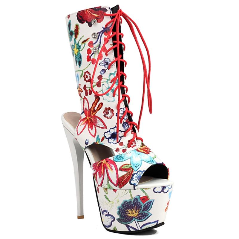 Platform Ankle Boots for Women 2025 Summer Luxury Peep toe Black Gold Silver Short Boot High Heels Dance Shoes Lady Big Size 45