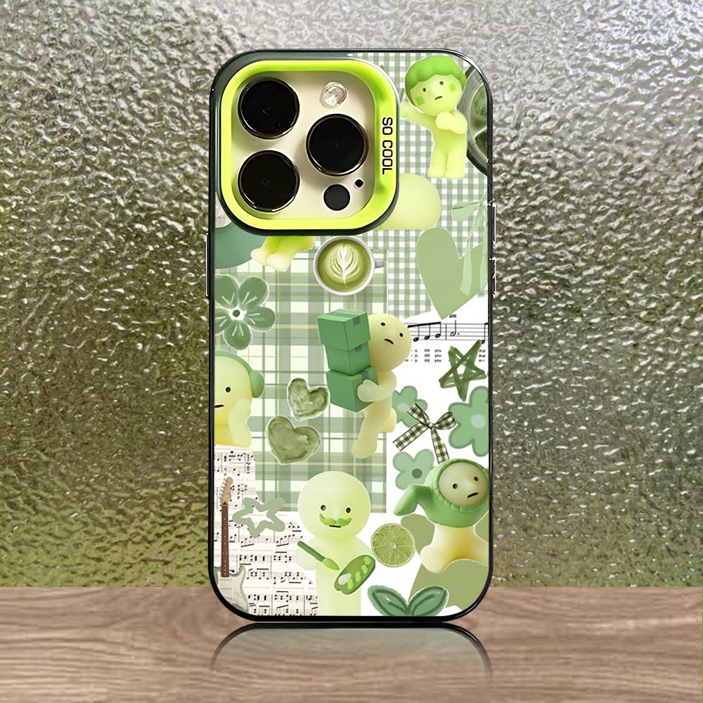 Custodia per Telefono Per iPhone 16,15,14,13,12,11,Pro,XS,Max,Plus,Mini,SE Verde S-Smiski Caramella Opaca Cover Antiurto