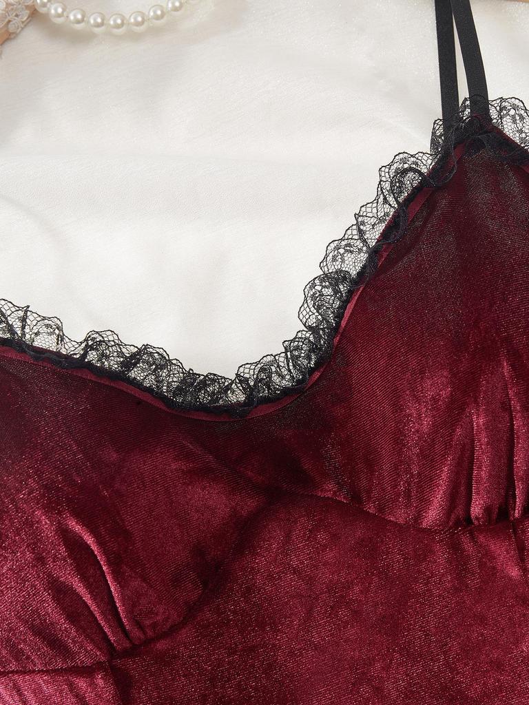 Samt Übergröße Sexy Dessous Set: Verführung Nachthemd & String