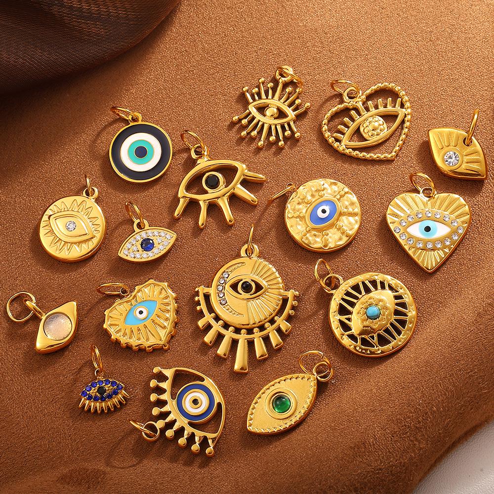 Cross-border Rhinestone Evil Eye Stainless Steel Pendant & Keychain Bracelet Collection