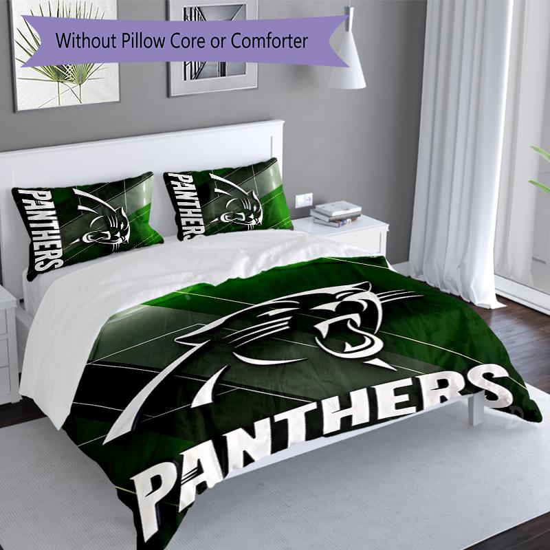 3-teiliges Carolina Panthers Bettwäsche-Set, Enthält 1 Bettbezug und 2 Kissenbezüge, Hautfreundlicher & Bequemer Stoff, Geeignete Bettwäsche-Sets