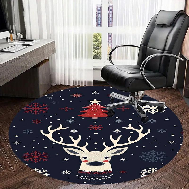 1pc Christmas Deer Snowflakes Round Carpet, Perfect for Decorating Chairs, Living Rooms, Or Bedrooms, for Living Room.012