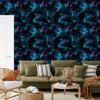 Watercolor Galaxy Wallpaper Navy Blue, Black and Turquoise 50x1000