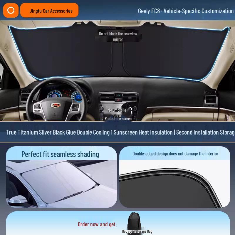 Geely Car Sunshade: Heat-Insulation Windshield Curtain for 25 Models, including Xingyue L, Xingyuan, Xingrui, Emgrand, Boyue L, and Panda MINI.