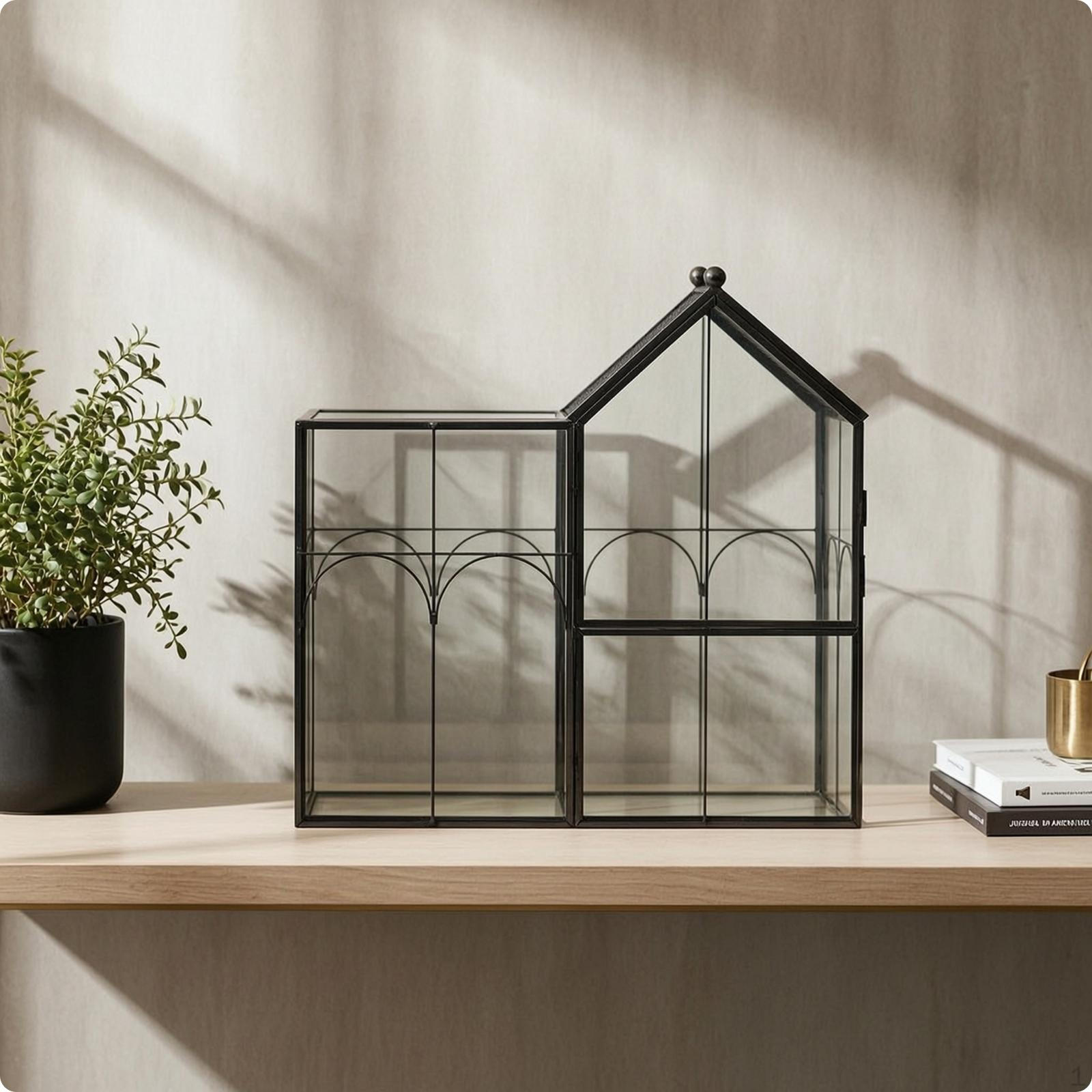 Glass Terrarium with Metal Frame Indoor