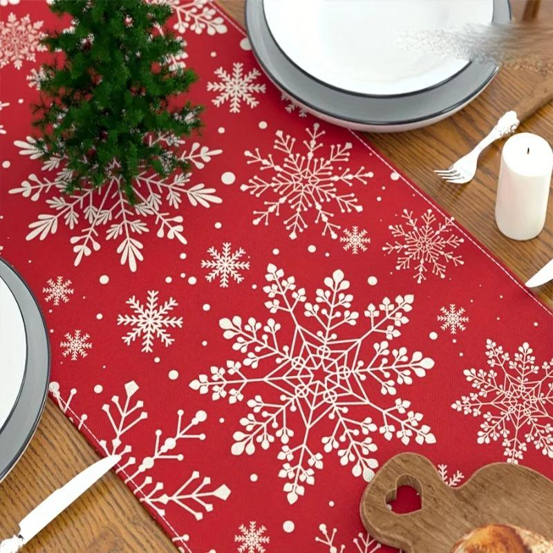 1pc Christmas Snowflake Pattern Table Runner, Festive Holiday Dining Decor for Xmas & Warm Winter Gatherings