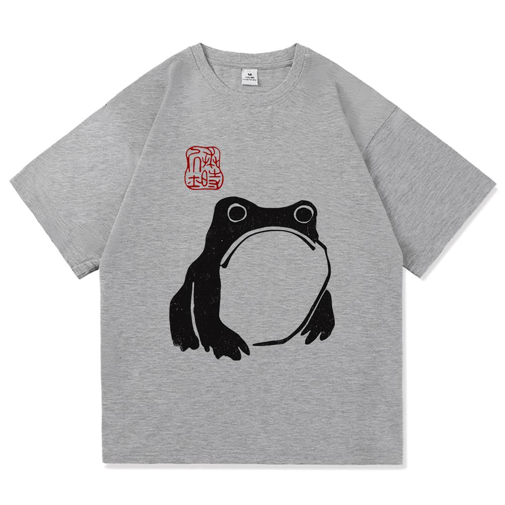 Vintage Unimpressed Frog T Shirt Fashion Men/Women Aesthetic Funny Japanese Anime T-Shirt High Quality Casual Cotton Tees Shirts