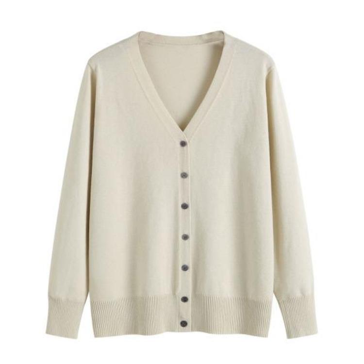 Autumn Casual Womens Cardigan Soft V Neck Long Sleeve Single Button Solid Color Sweater Coat