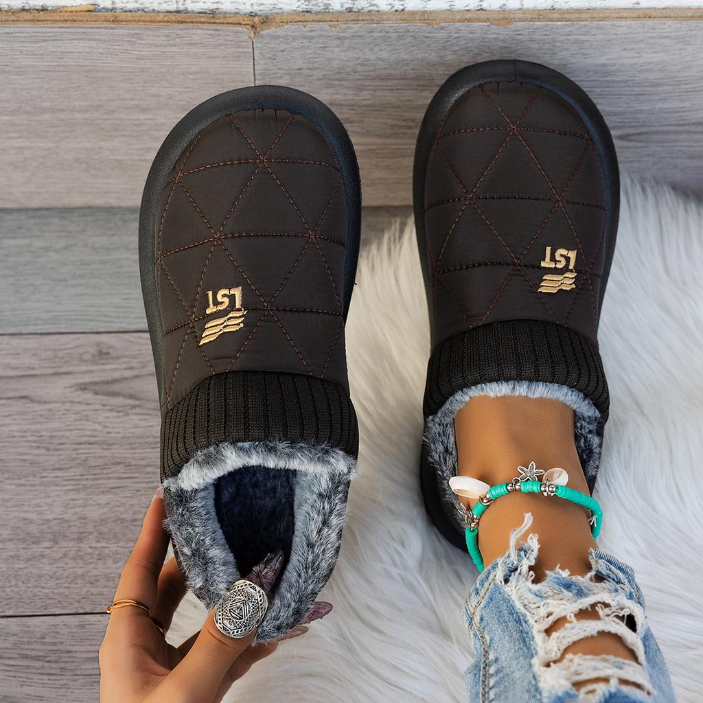 Winter women's velvet thickened warm cotton shoes non-slip waterproof oil-proof comfortable office leisure