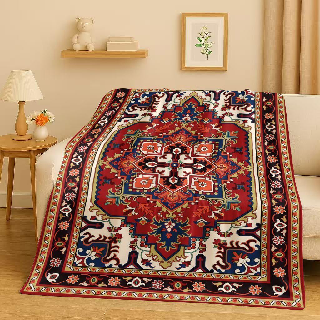 Luksusowy Perski Turecki Bohemian Flanelowy Koc 3D, Niezwykle Miękki Ciepły Pluszowy Koc na Domową Sypialnię Łóżko Kanapę Biuro Prezent dla Dziecka