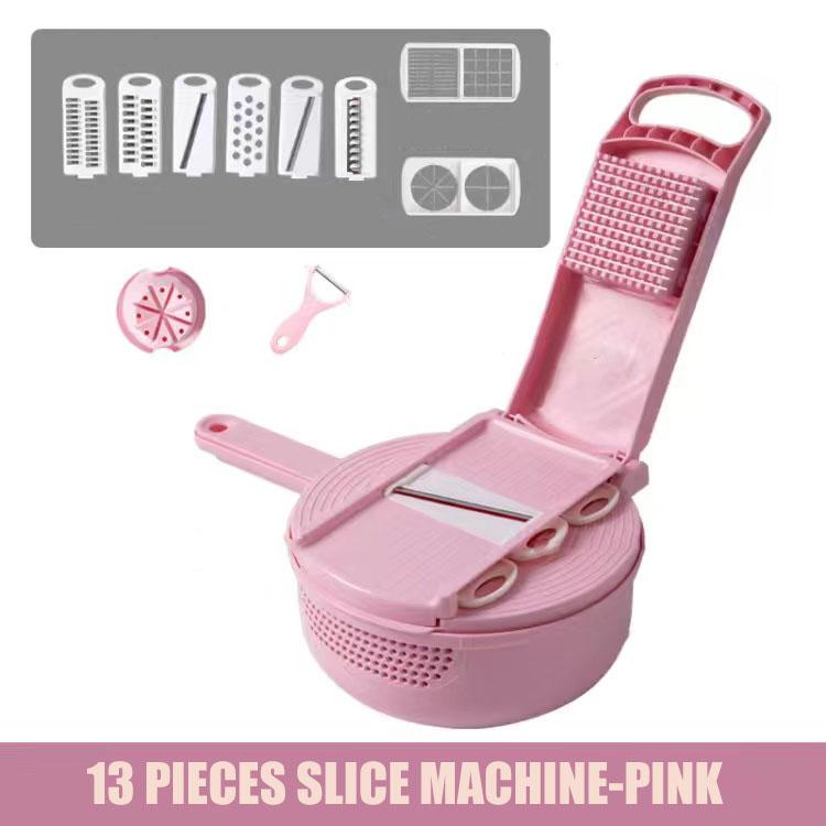 13-piece Kitchen Vegetable Cutter Dicer Shredded Sliced Fruit Divider Upgrade Storage Box for Salad Potato Tomato